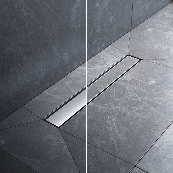 Душевой трап (лоток) 50 AM.PM MasterFlow W01SC-U11-050-04SB комбинированный затвор со стальной матовой решеткой под плитку