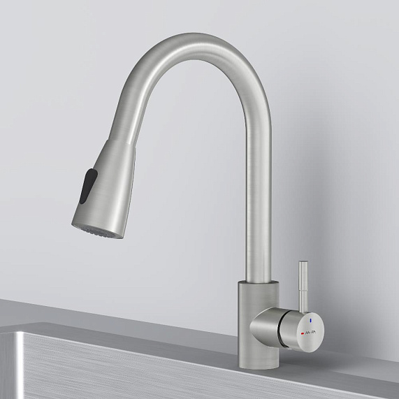 Смеситель для кухни AM.PM X-Joy S F85B07511 высокий, с выдвижным изливом, сатин-6