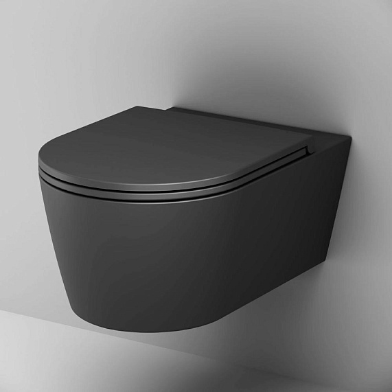 Унитаз подвесной AM.PM Func C8F1701MBSC безободковый с сиденьем микролифт, чёрный матовый-3