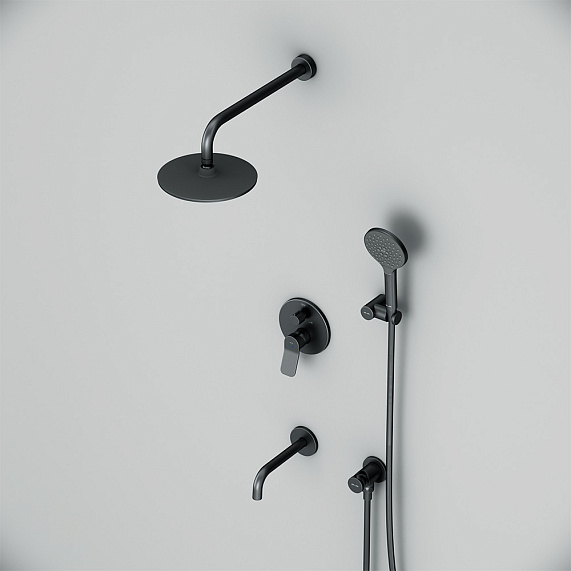 Встраиваемая душевая система AM.PM X-Joy FB85A3RH32 черный: тропический верхний душ, излив с душевой лейкой-7