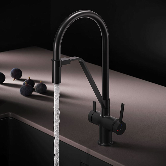 Смеситель для кухни AM.PM Func F8F07822 высокий, черный с каналом для питьевой воды и гибким черным изливом-1