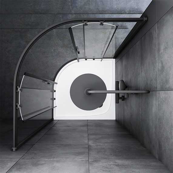 Душевое ограждение без поддона 100x100 AM.PM Gem W90G-401-100BT профиль черный матовый-2