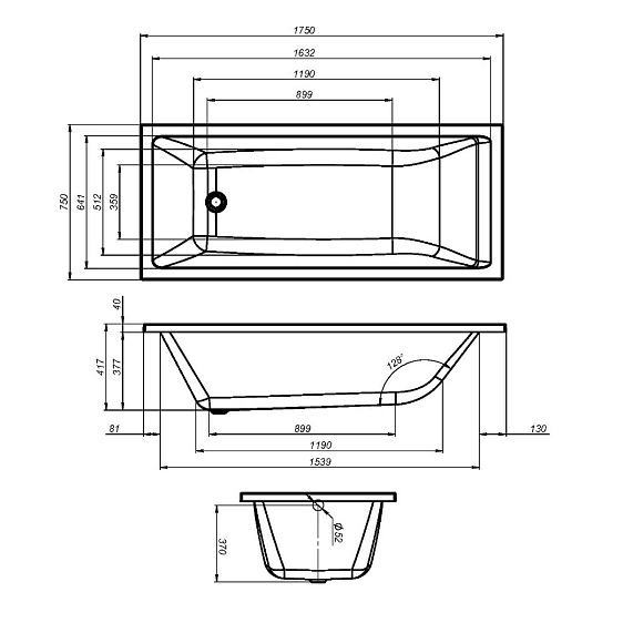 Ванна акриловая 175х75 AM.PM Gem W93A-175-075W-A белая глянцевая-7