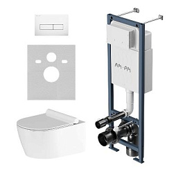 Унитаз подвесной безободковый с инсталляцией Damixa Jupiter IS110301.DX77C1700 сиденьем микролифт, белой механ. клавишей