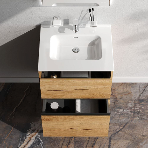 Тумба с раковиной 60 AM.PM Sense M7B-FUX0602OF-WCC0602WG подвесная/напольная на ножках, светлое дерево-1