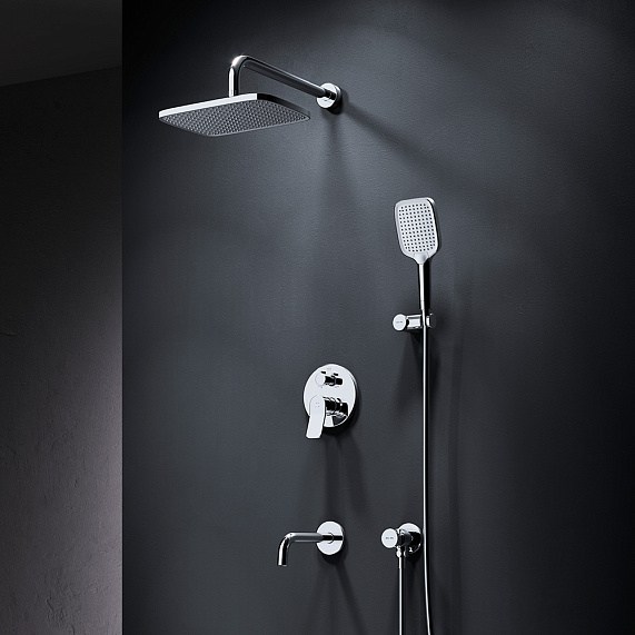 Встраиваемая душевая система AM.PM X-Joy FB85A3RH40 хром: тропический верхний душ, излив с душевой лейкой