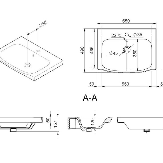 Тумба с раковиной 65 AM.PM Like M80FSX0652WG напольная на ножках белый глянец-3