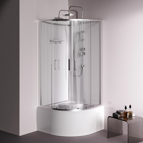 Душевая кабина 90x90 AM.PM Above W9XC-401A-9090MT профиль серебристый, высокий поддон