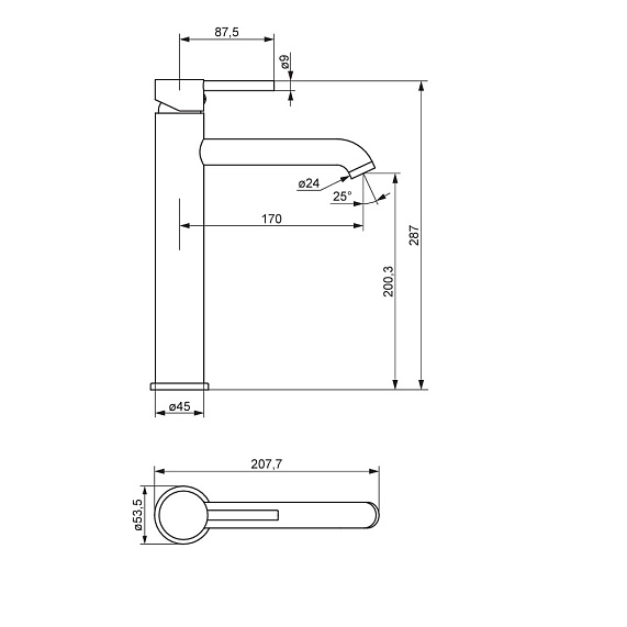 Смеситель для раковины (умывальника) Damixa Scandinavian Pure 360250600 высокий золото-3