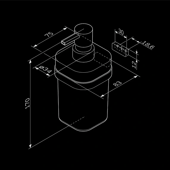 Дозатор для мыла настенный стеклянный AM.PM Func A8F36922 черный-7