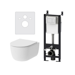 Унитаз подвесной безободковый с инсталляцией Damixa Sirius DX86.IS10101.1700 сиденьем микролифт, белой механ. клавишей