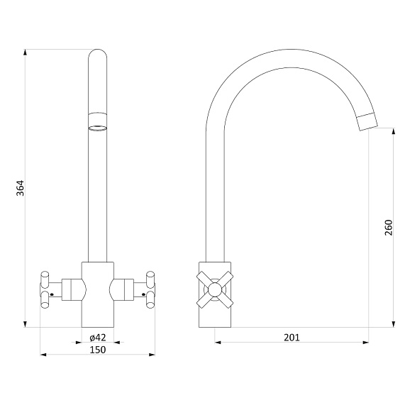 Смеситель для кухни Damixa Neo Classic 270000000 высокий, графит-5