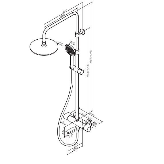 Душевая система AM.PM X-Joy F0785A599 стойка с тропическим душем, термостатом, смесителем, изливом, золото-8