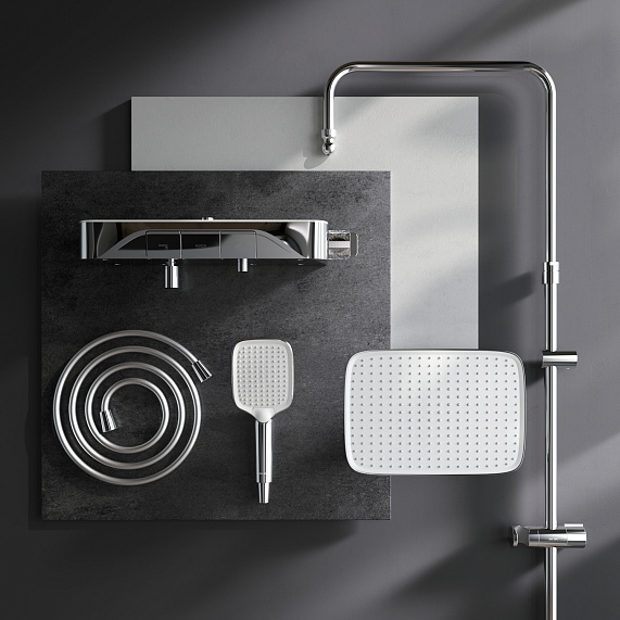 Душевая система AM.PM Func F078F300 стойка с тропическим душем, термостатом, смесителем, изливом, хром-11
