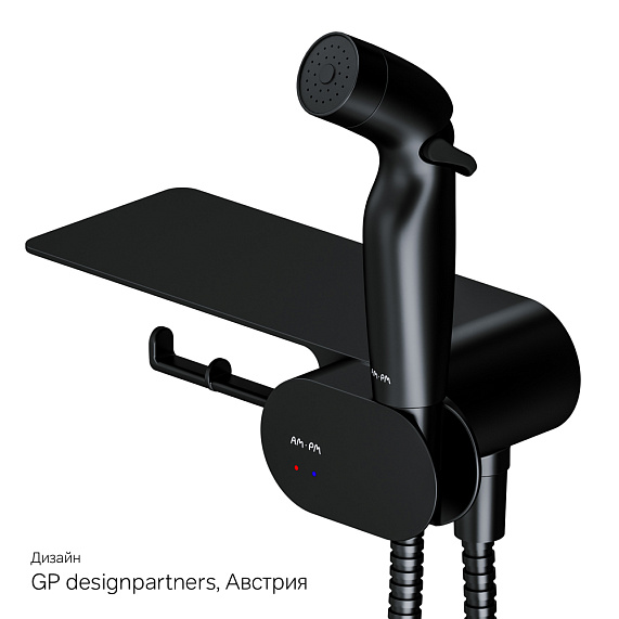 Гигиенический душ со смесителем AM.PM Like F0202622 черный встраиваемый, полка, шланг 1200, держатель туалетной бумаги-9