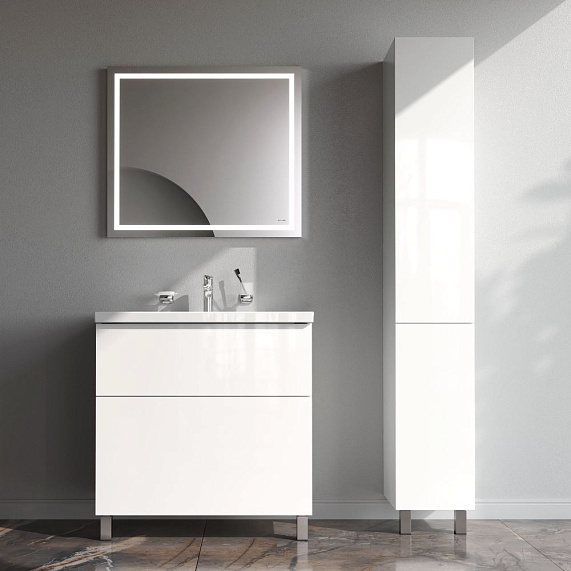 Тумба с раковиной и смесителем 80 AM.PM Gem M90FSX0802WG напольная белый глянец-2