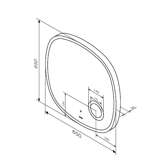 Зеркало с подсветкой в ванную закругленное 65 AM.PM Func M8FMOX0653SA с косметическим зеркалом сенсорное-4