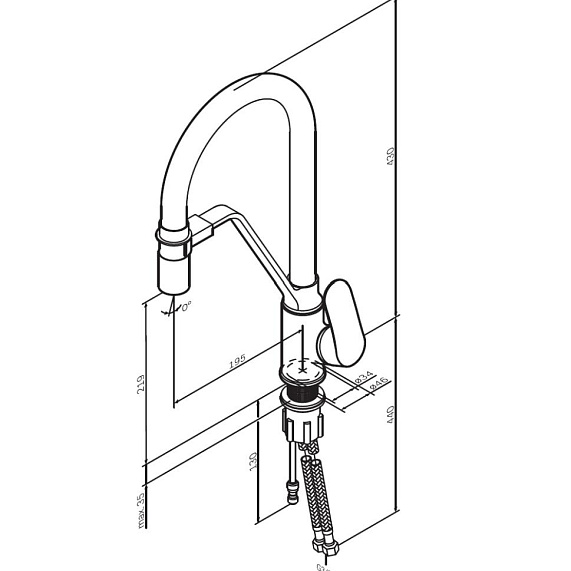 Смеситель для кухни AM.PM Like F8007822 высокий, черный, с гибким изливом и каналом питьевой воды-10