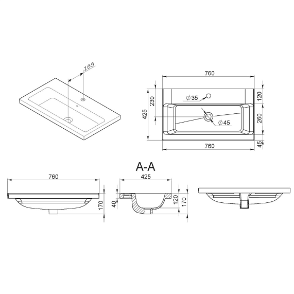 Раковина мебельная 75 AM.PM Gem M90WCC0752WG белая встраиваемая-2