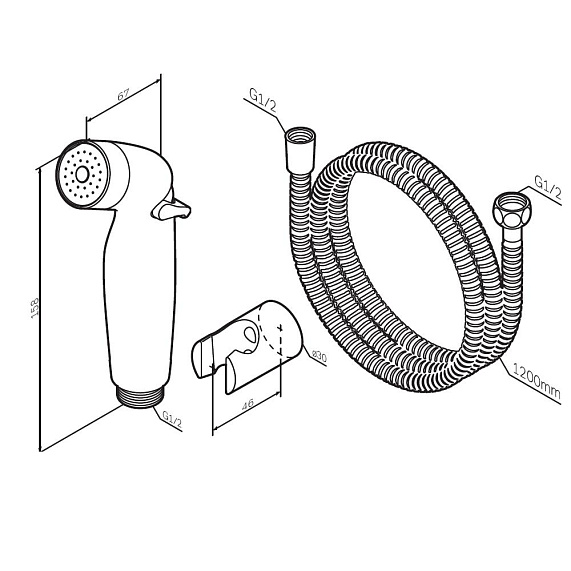 Гигиенический душ (лейка) AM.PM F0202032 со шлангом и держателем, хром-3