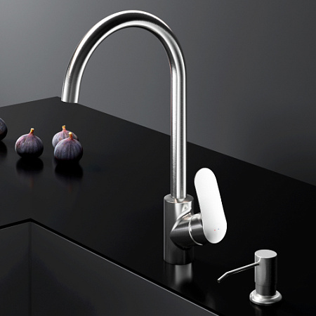 Смеситель для кухни AM.PM Like F8007D11 высокий, сатин + дозатор для моющего средства