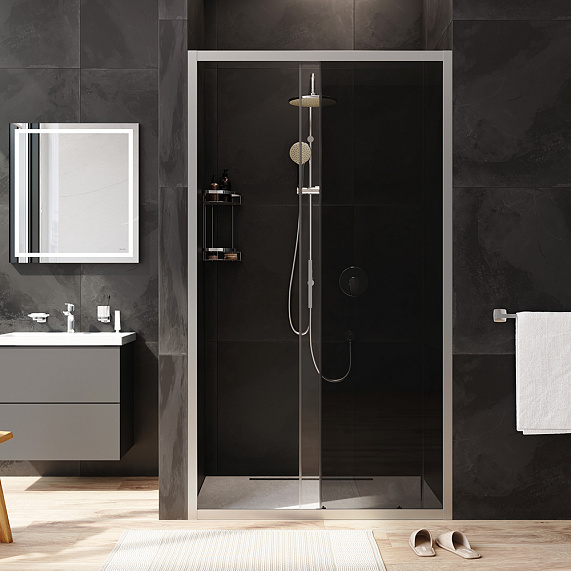 Душевая перегородка с дверью 150x195 AM.PM Gem W90G-110-1-195MG тонированное стекло, профиль серебристый-2