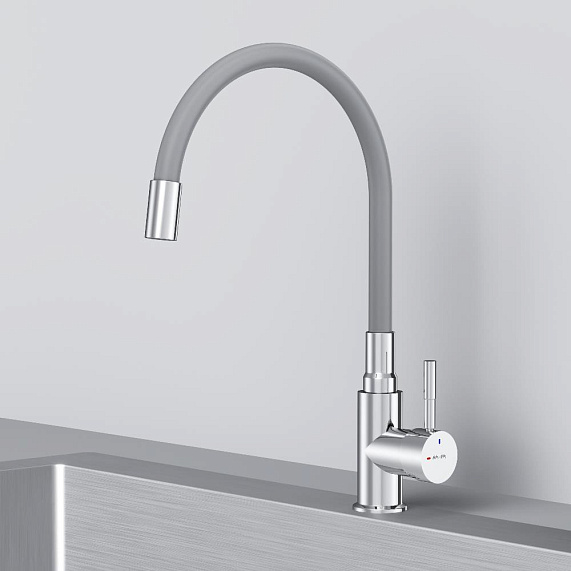 Смеситель для кухни AM.PM X-Joy S F85B07605 высокий, хром, с серым гибким изливом-5