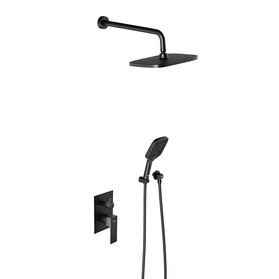 Встраиваемая душевая система Damixa Gala 953520300 черная: тропический верхний душ, ручной душ-5