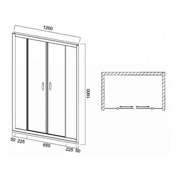 Душевая перегородка с дверью 120x190 AM.PM Bliss W55S-1202190MT прозрачное стекло, профиль серебристый-1