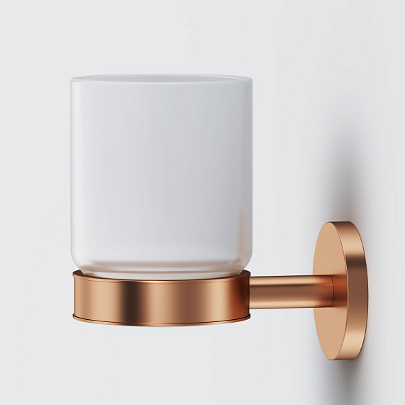 Стакан для зубных щеток настенный AM.PM X-Joy A85A34344 стеклянный, розовое золото-2