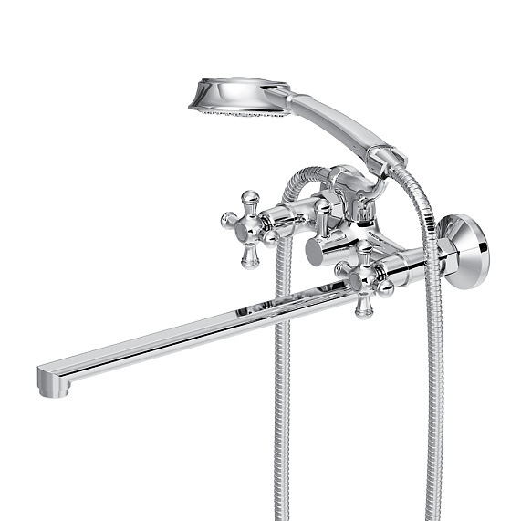 Смеситель для ванны и душа Damixa Retro 239500000 длинный излив, душевая лейка, шланг 1500, хром-2