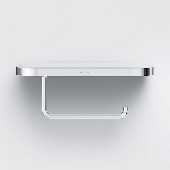 Держатель для туалетной бумаги настенный AM.PM Func A8F341400  с полочкой, хром, белый-4