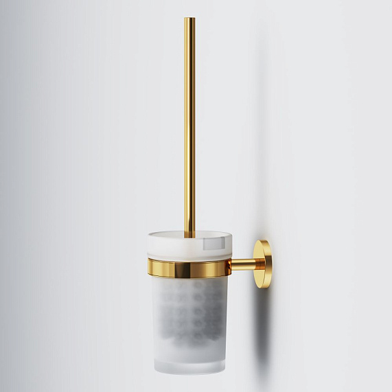 Ершик для унитаза AM.PM X-Joy A85A33399 со стеклянной настенной подставкой, золото-2