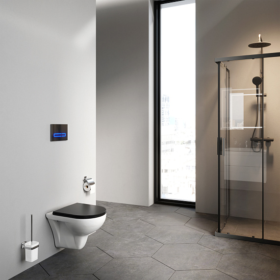 Унитаз подвесной AM.PM Gem C901700SCmb безободковый, белый, с черным сиденьем-2