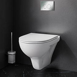 Унитаз подвесной безободковый с инсталляцией AM.PM Gem IS70151.901700 сиденьем микролифт, хром механ. клавишей