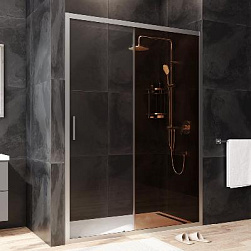 Душевая перегородка с дверью 140x195 AM.PM Gem W90G-140-1-195MBr бронзовое стекло, профиль серебристый