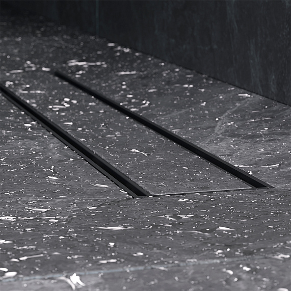 Душевой трап (лоток) 50 AM.PM PrimeFlow W02SC-U11-050-04BM комбинированный затвор с черной матовой решеткой под плитку-12