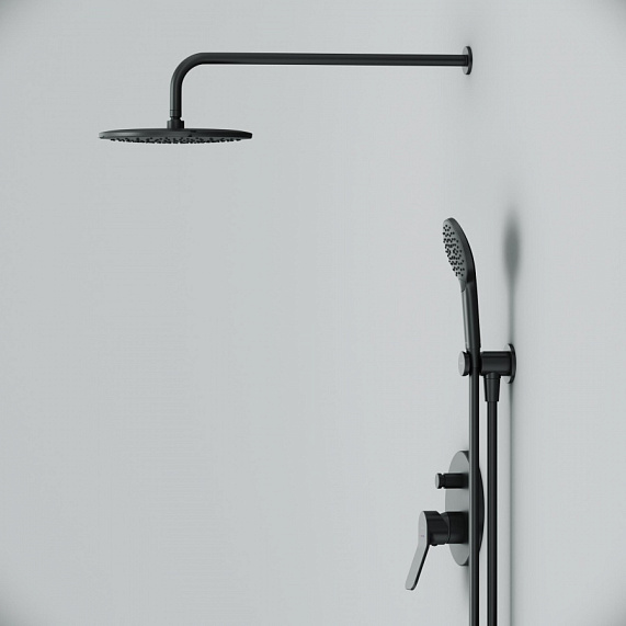 Встраиваемая душевая система AM.PM X-Joy FB85A1RH22 черная: тропический верхний душ, ручной душ-4