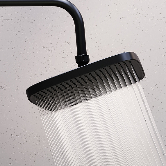 Душевая система Damixa Gala 953760300 стойка с тропическим душем, термостатом, смесителем, черная матовая-4
