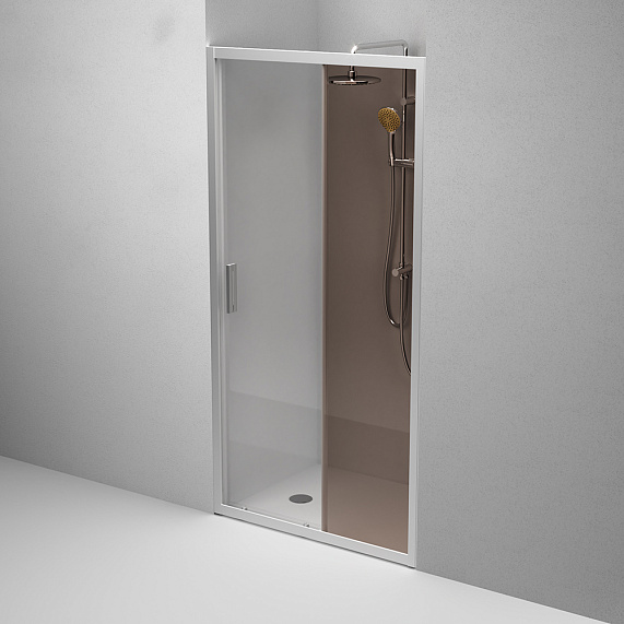 Душевая перегородка с дверью 100x195 AM.PM Gem W90G-100-1-195MBr бронзовое стекло, профиль серебристый-3