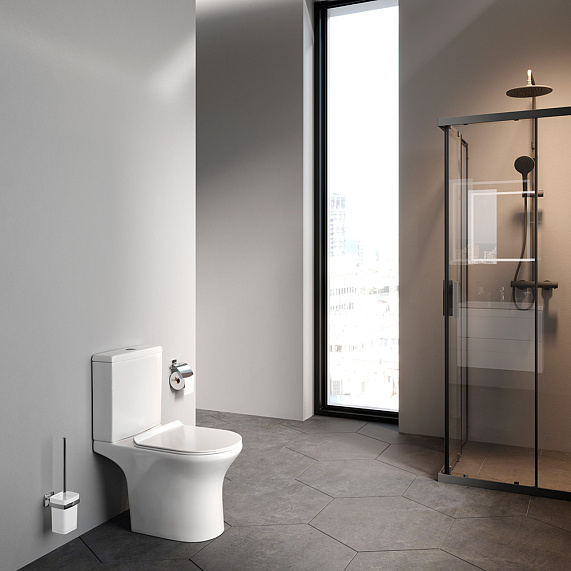 Унитаз-компакт напольный AM.PM Stern C7L8600SC безободковый с сиденьем микролифт, белый-1