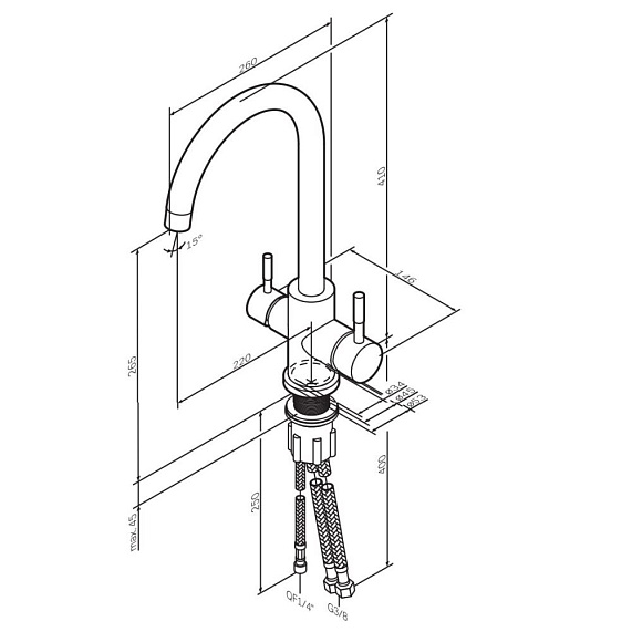 Смеситель для кухни AM.PM X-Joy S F85B07700 высокий, с каналом питьевой воды, хром-10