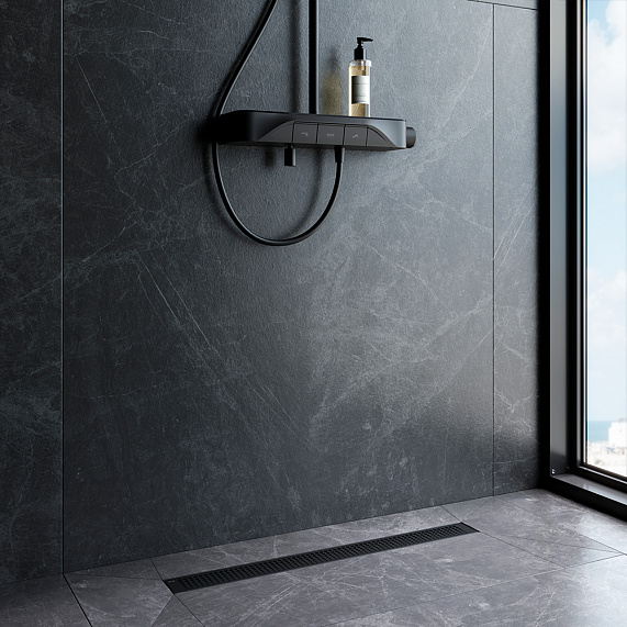 Душевой трап (лоток) 70 AM.PM MasterFlow W01SC-P11-070-01BM комбинированный затвор с черной матовой решеткой-2