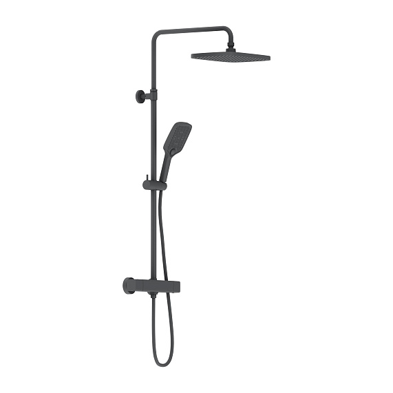 Душевая система Damixa Gala 953800300 стойка с тропическим душем, термостатом, смесителем, черная матовая-6