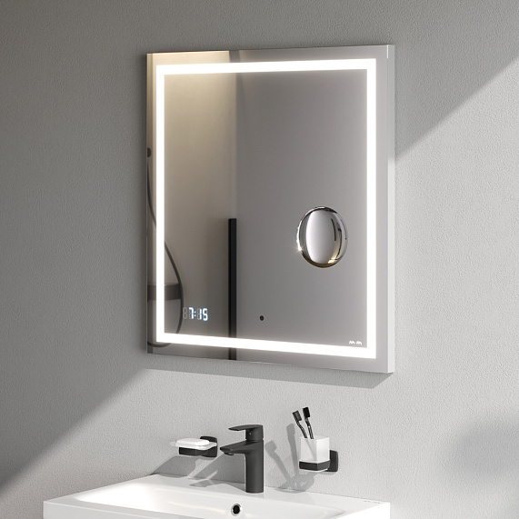 Зеркало с подсветкой в ванную прямоугольное 65 AM.PM Gem M91AMOX0653WG сенсорное с часами и косметическим зеркалом-2