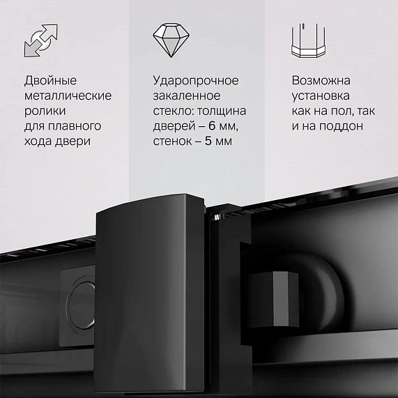 Душевое ограждение без поддона 80x80 AM.PM Gem W90G-403-8080-BT профиль черный матовый-5