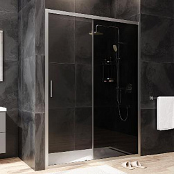 Душевая перегородка с дверью 140x195 AM.PM Gem W90G-140-1-195MG тонированное стекло, профиль серебристый