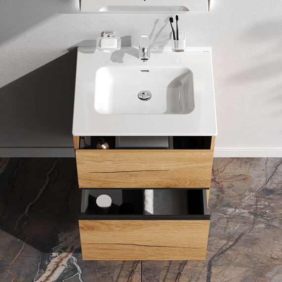 Тумба с раковиной 60 AM.PM Sense M7BFUX0602OF подвесная/напольная на ножках, светлое дерево-1