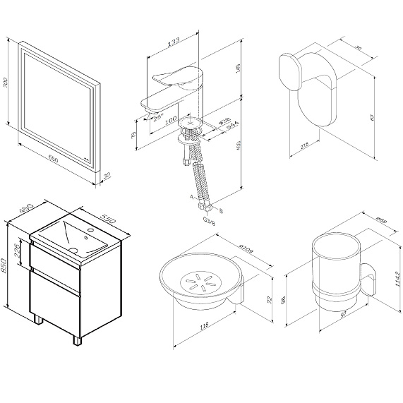 Секция мебели для ванной AM.PM X-Joy BK85GK-4