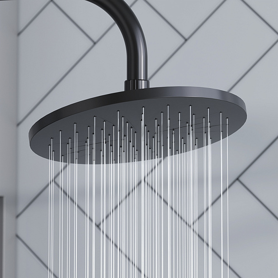 Душевая система Damixa Jupiter 977770300 стойка с тропическим душем, гигиеническим душем, смесителем, изливом, черная-3